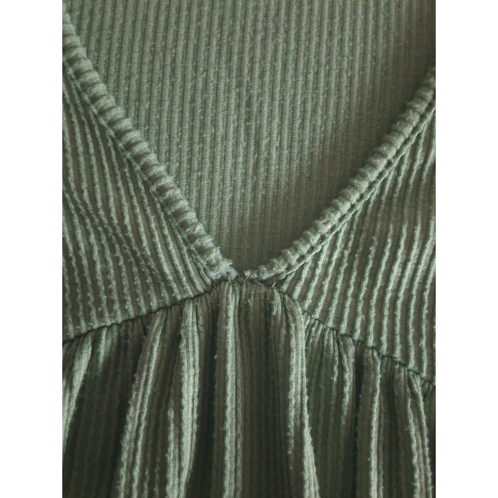 Alya Francesca's Small Ribbed V-Neck Babydoll Mini‎ Dress Y2k Preppy Minimalist - Picture 5 of 7